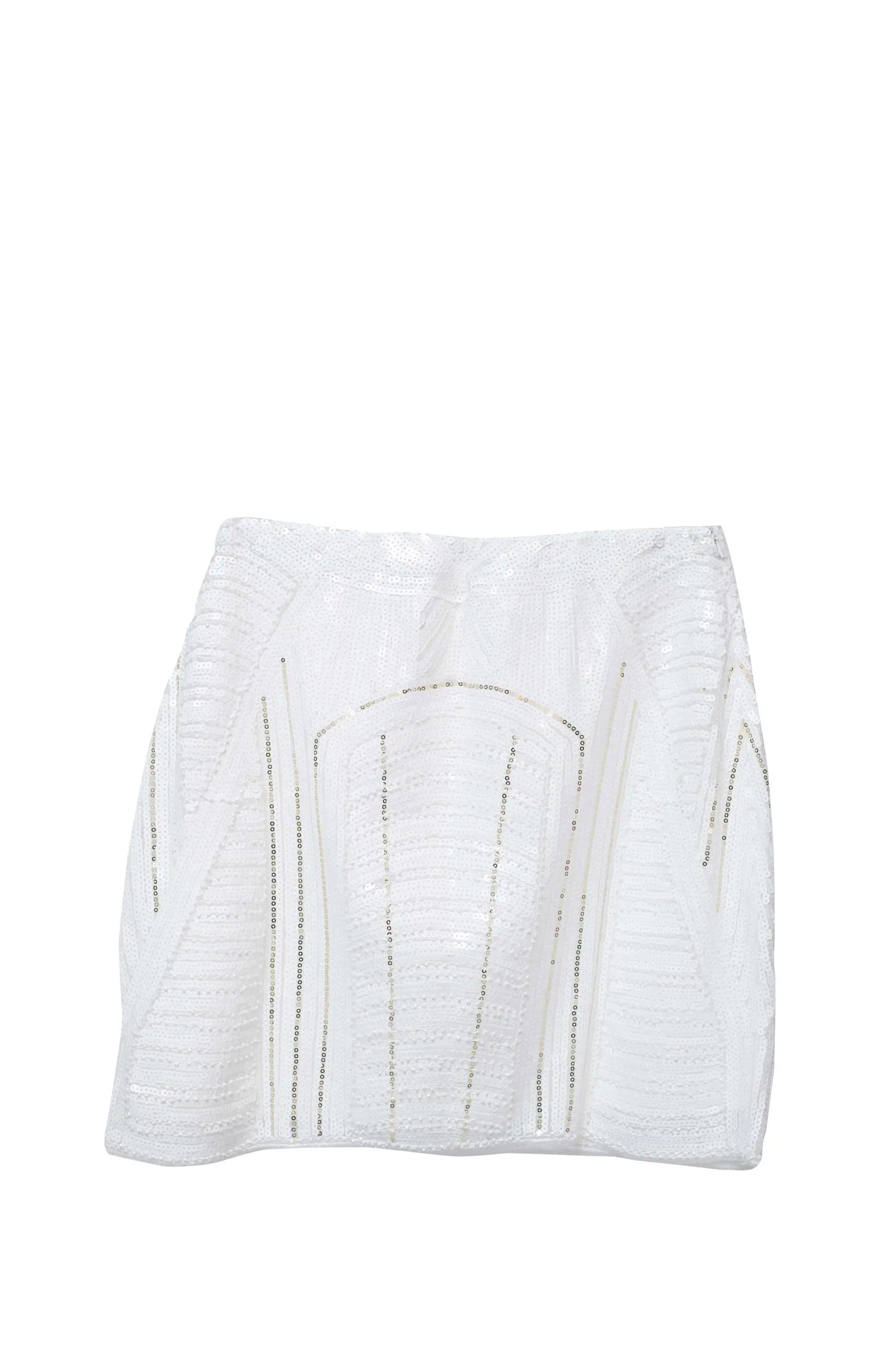 White Geometric Sequin Mini Skirt