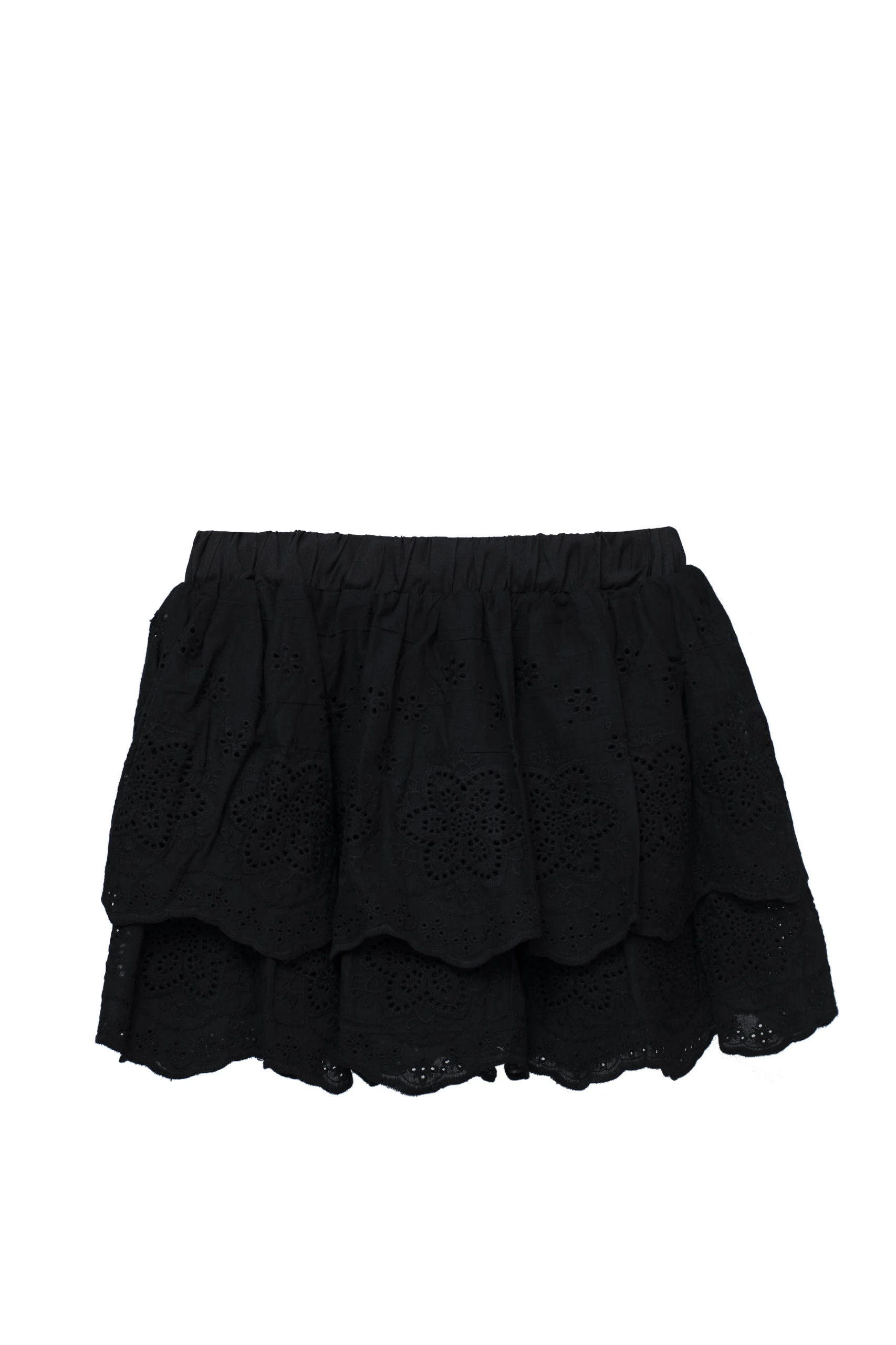 Cotton Eyelet Tiered Skirt