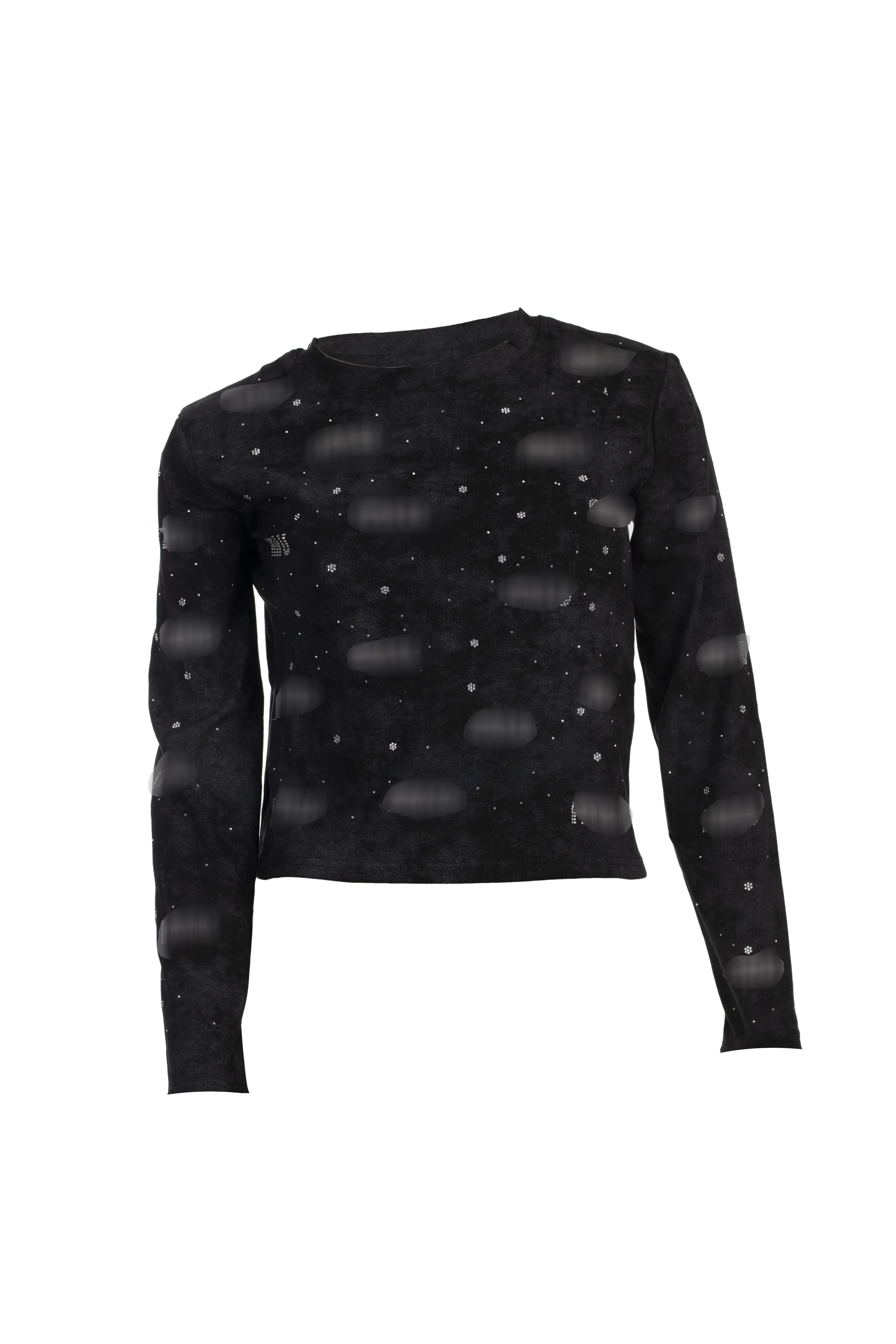 Black Sparkly slim fit long sleeved T-shirt