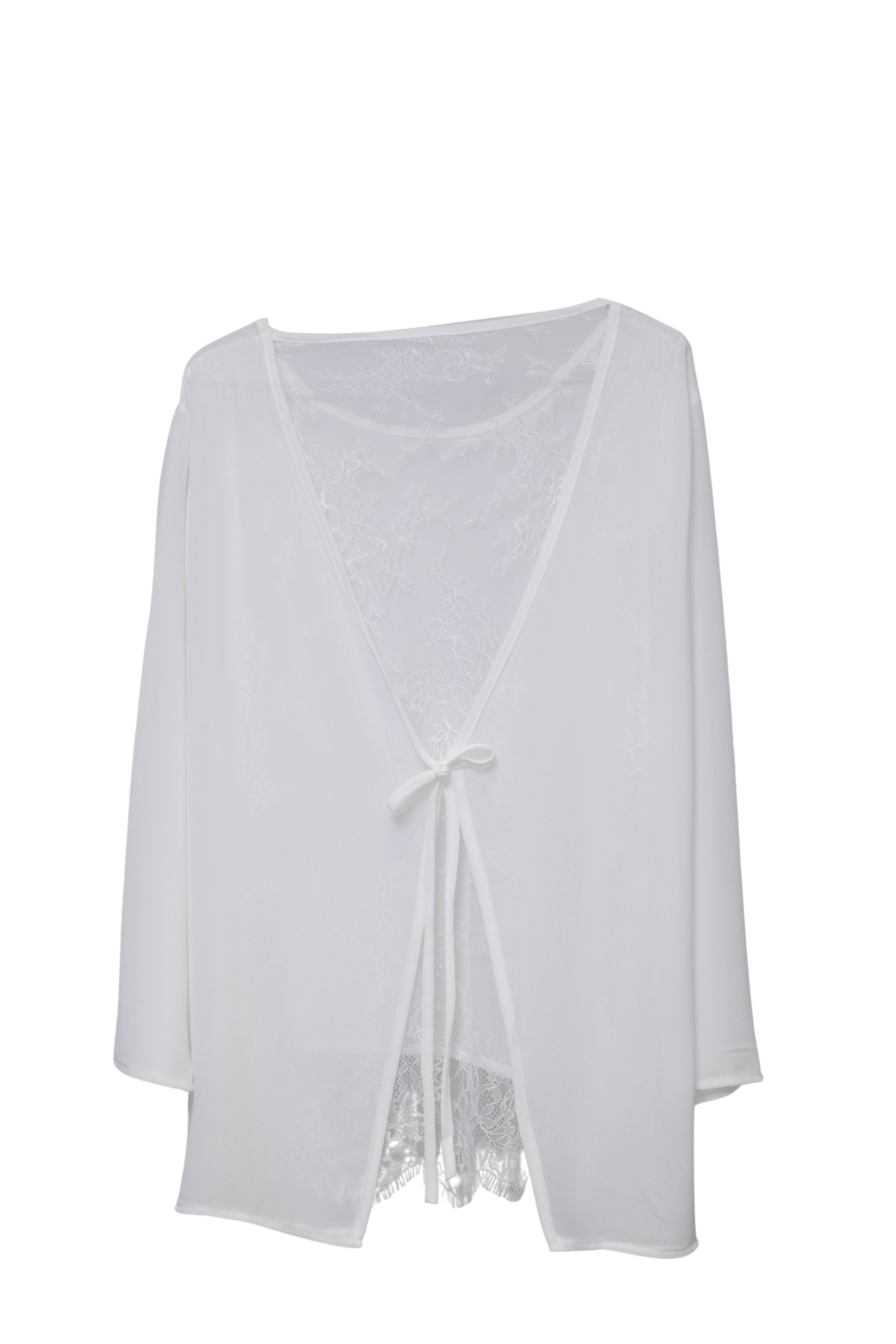 Sheer lacy low back Top