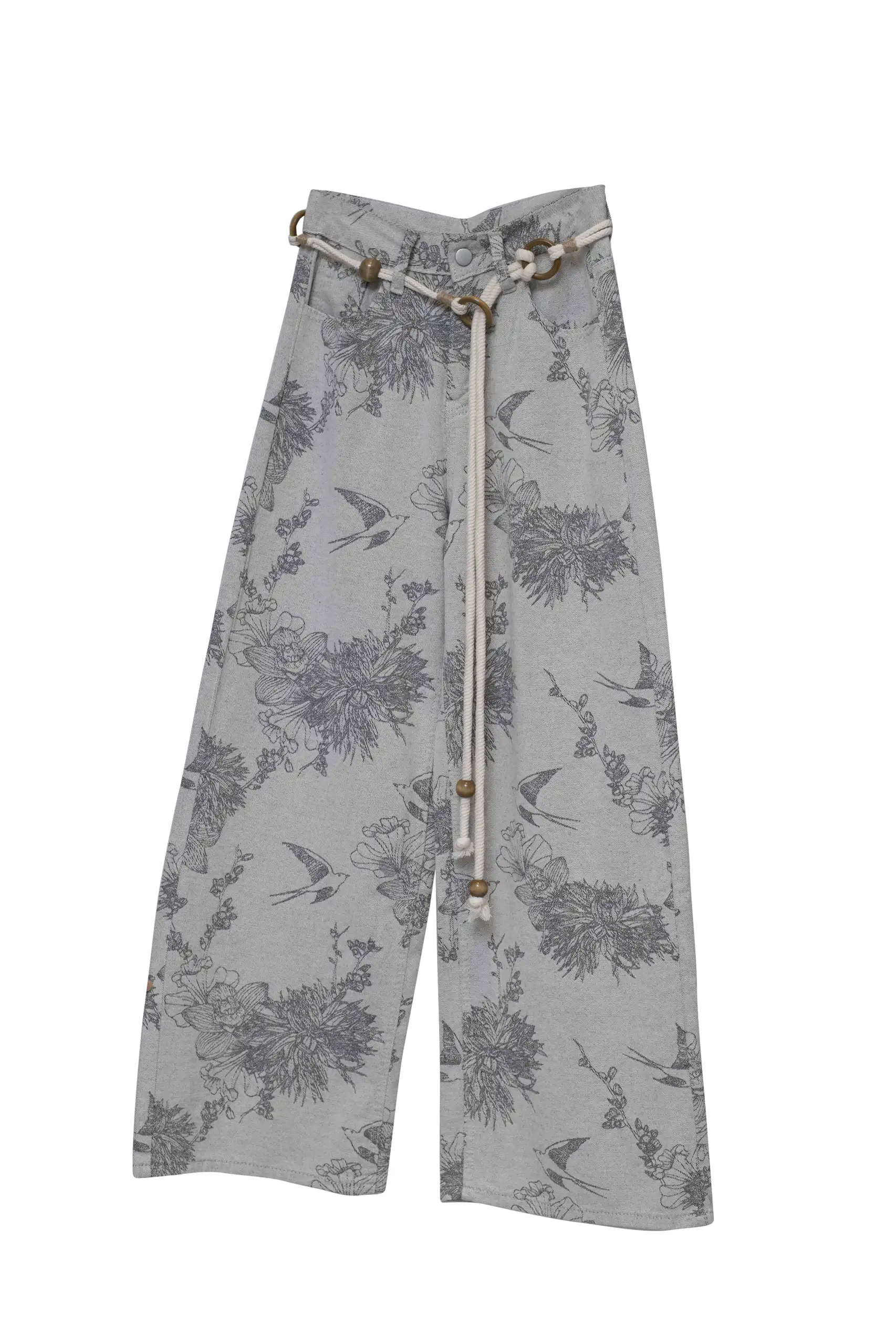 Swallow Print Rope - Belt Pants