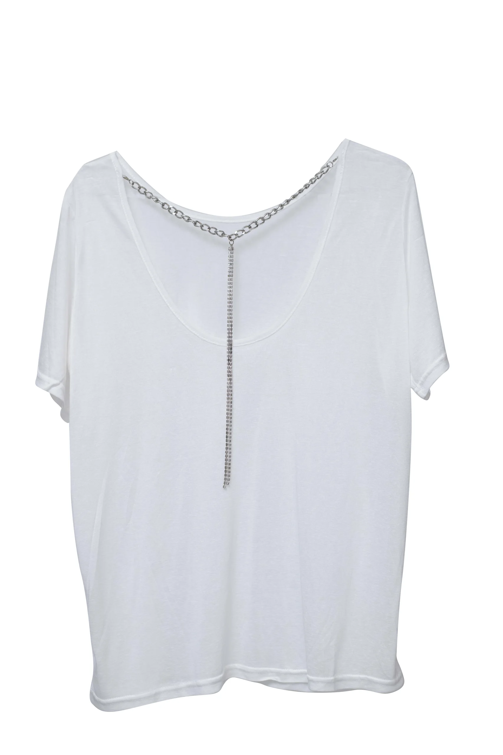 Low back Tee with chain embellishment