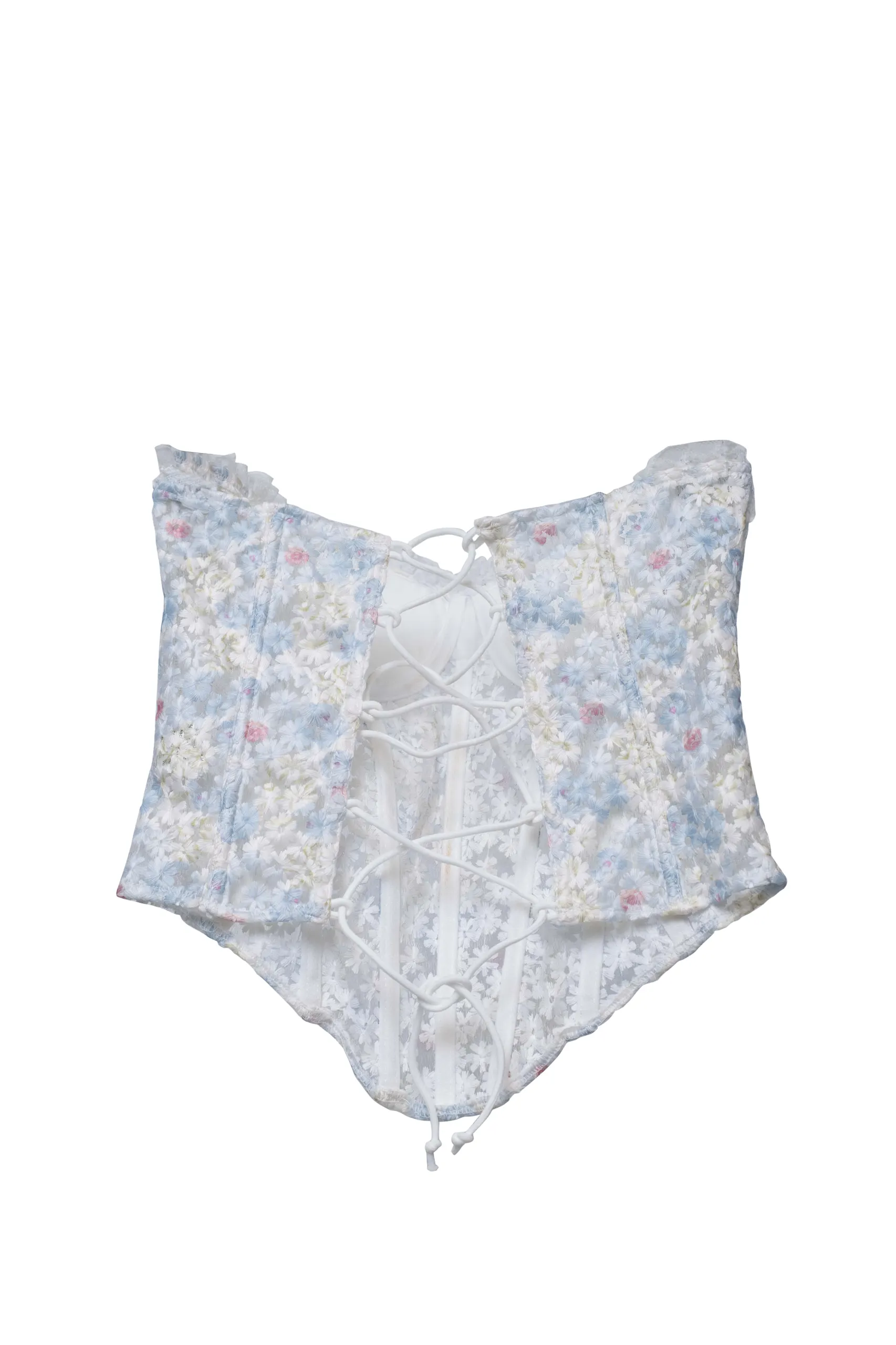 Pastel Floral Lace - Up Corset