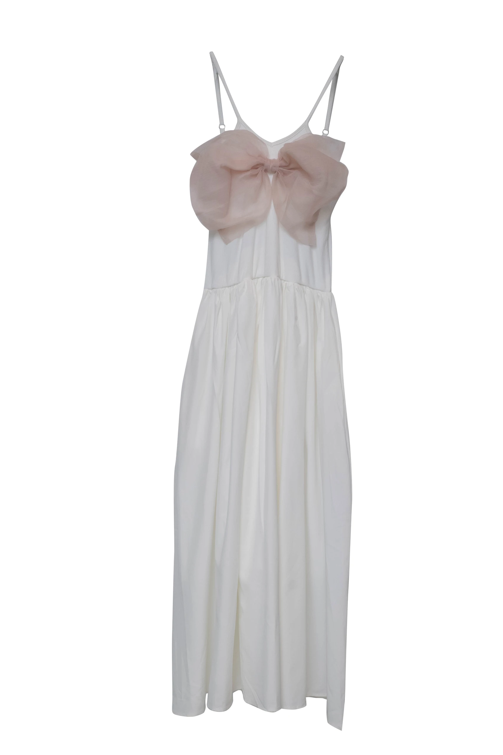 Coral Bow white dress