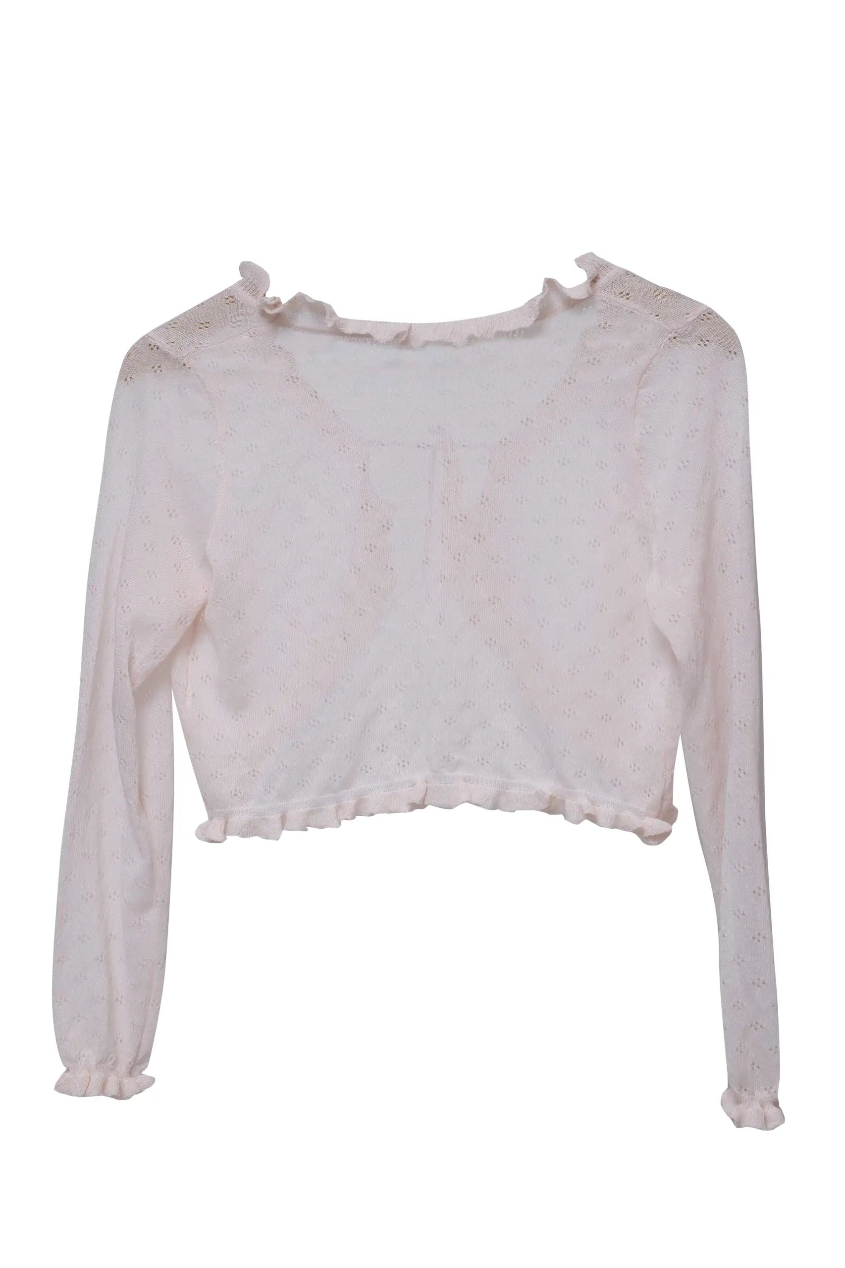 Blush Eyelet Ruffle Cardigan