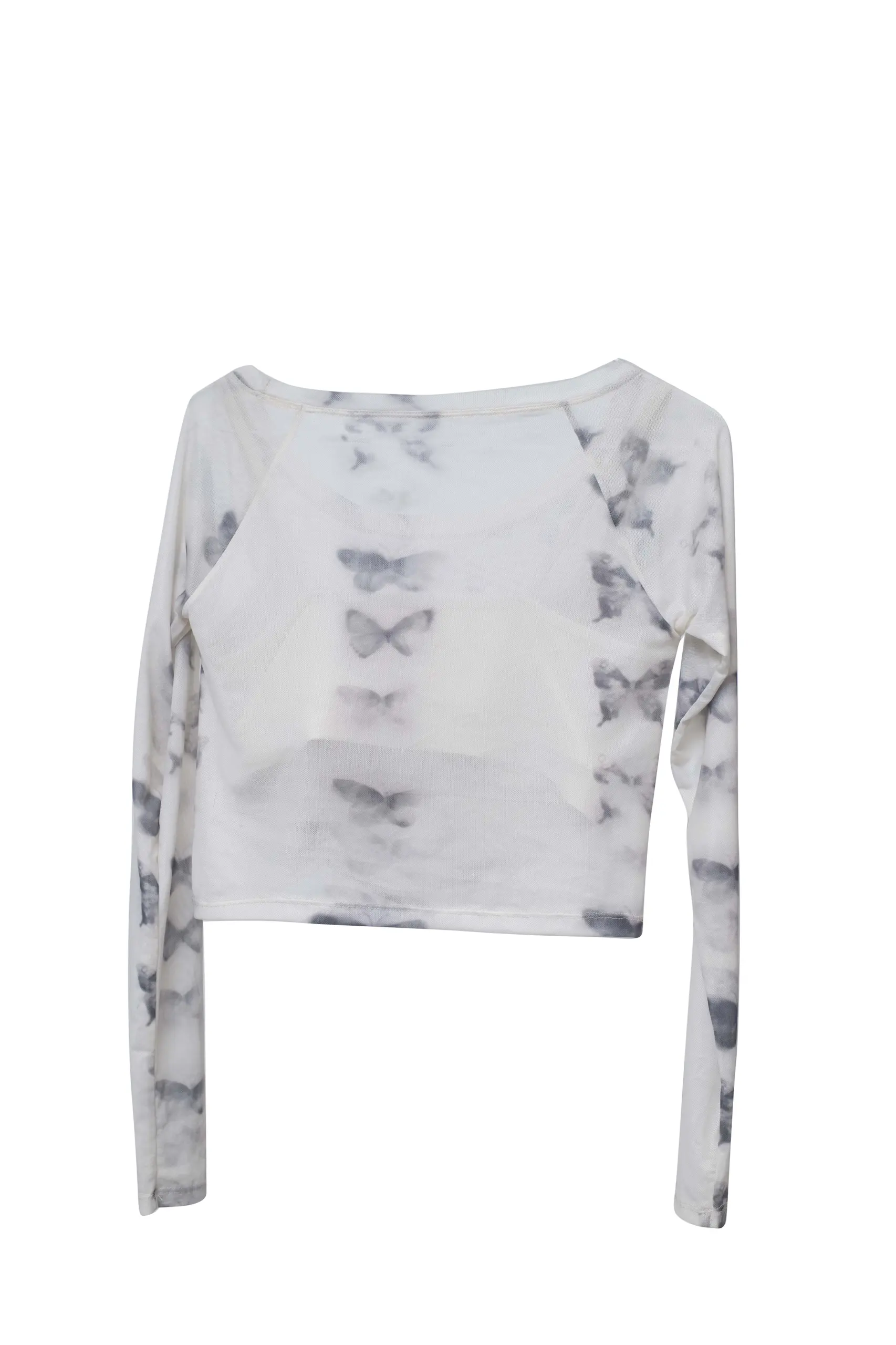 Monochrome Butterfly Twist Crop