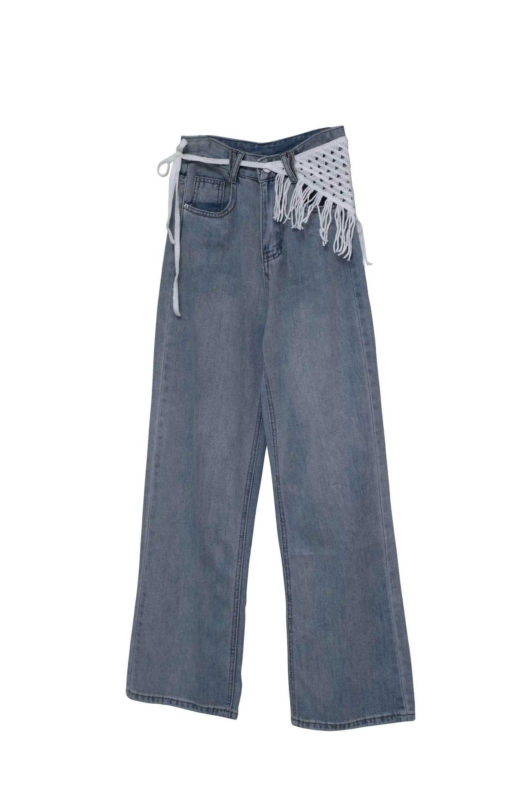 Fringe Crochet Belt Jeans