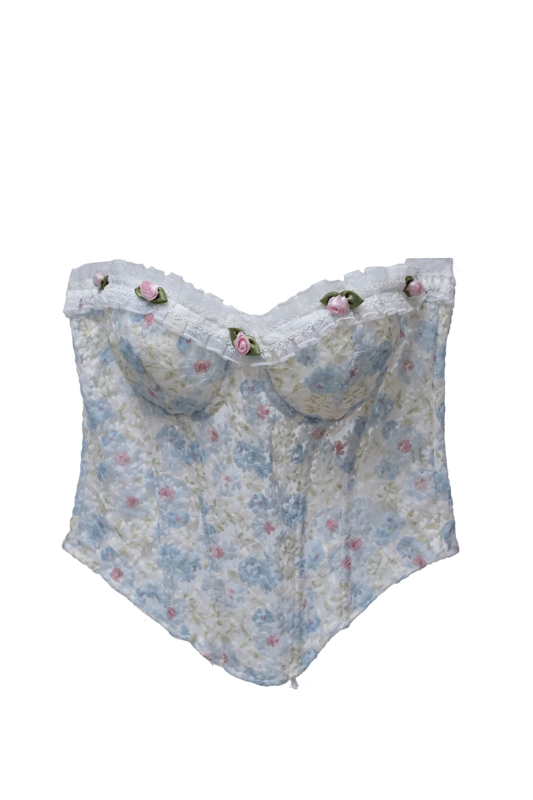 Pastel Floral Lace - Up Corset