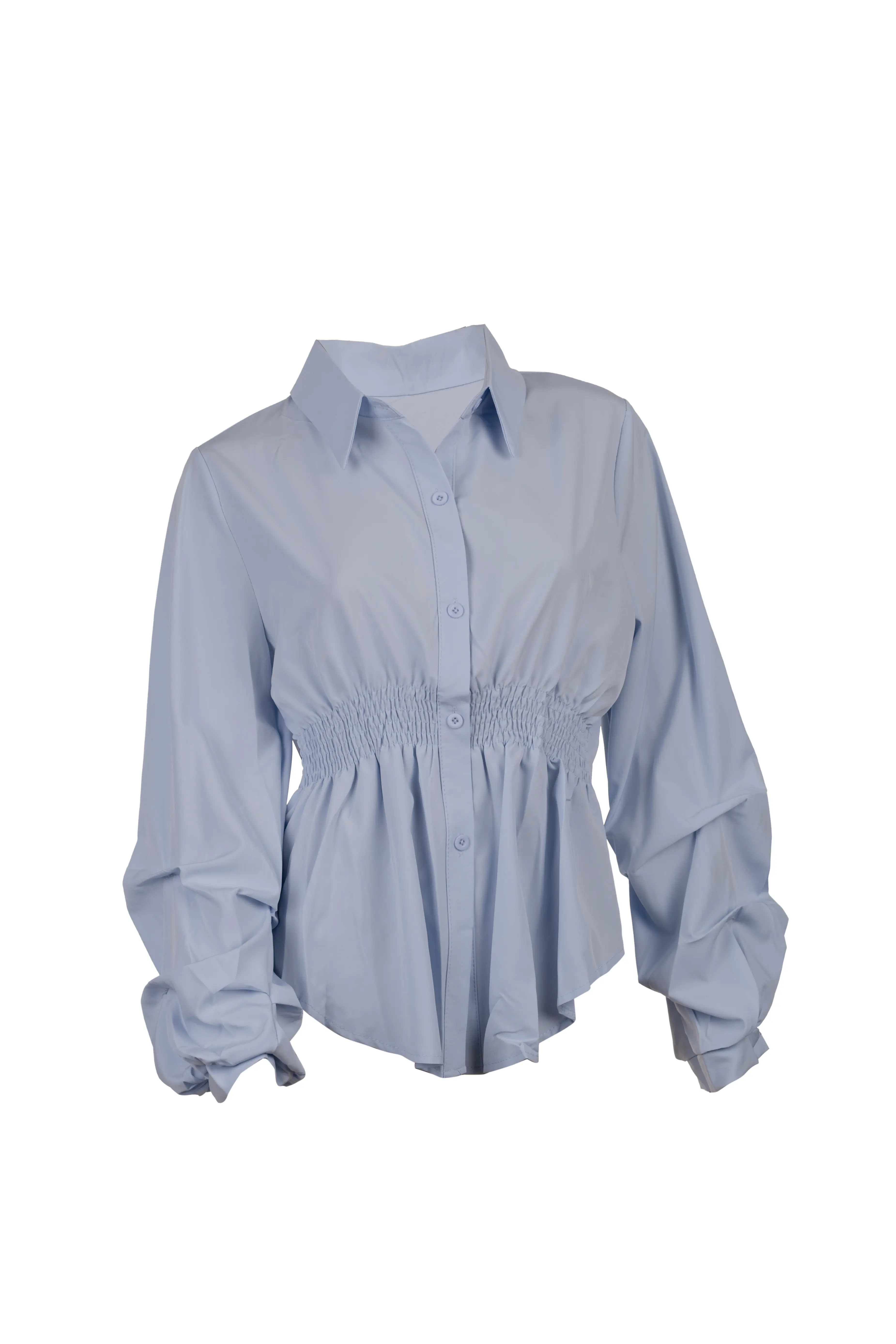 Ripple-Sleeve Ruche Shirt