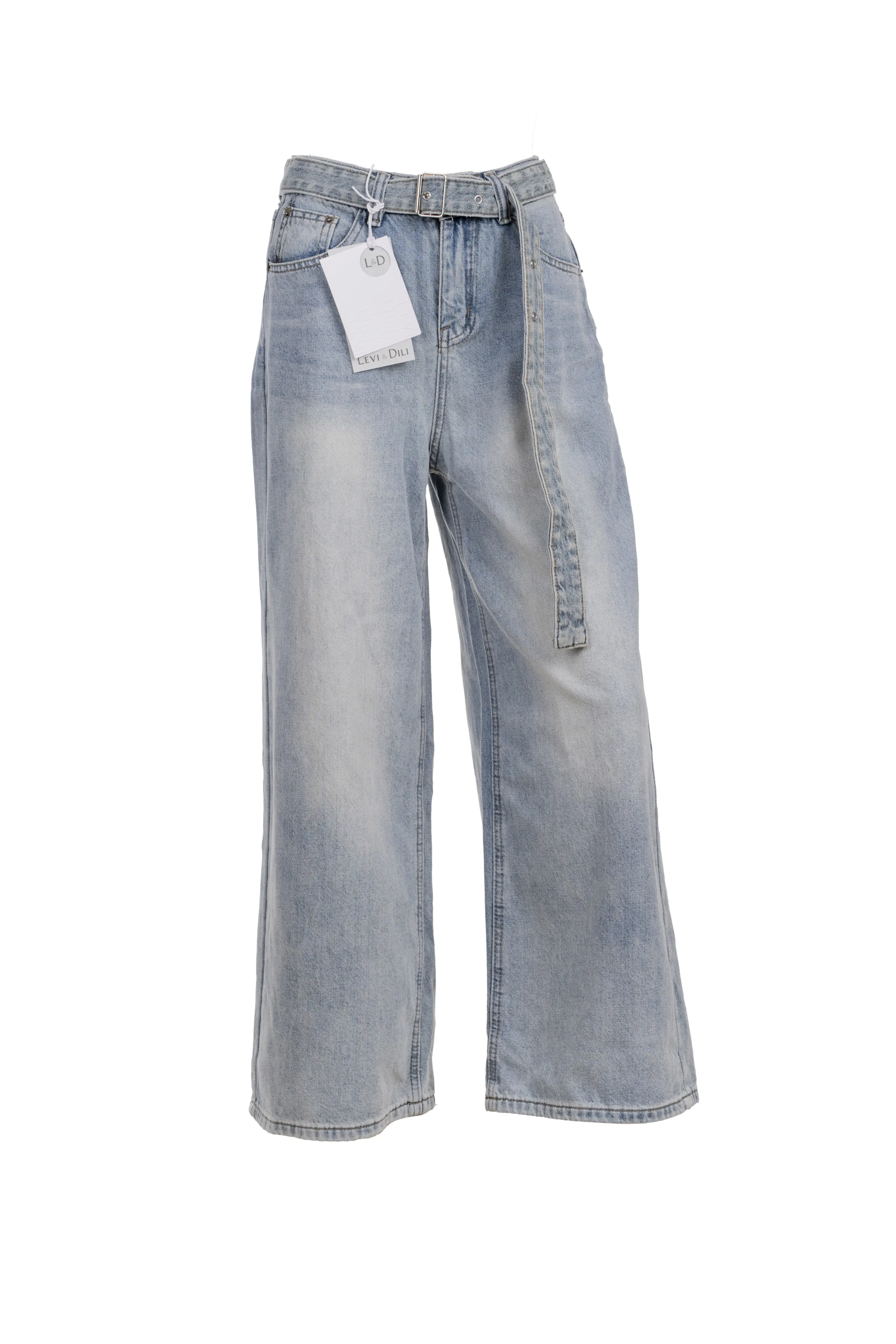 Frosted blue wide leg denim