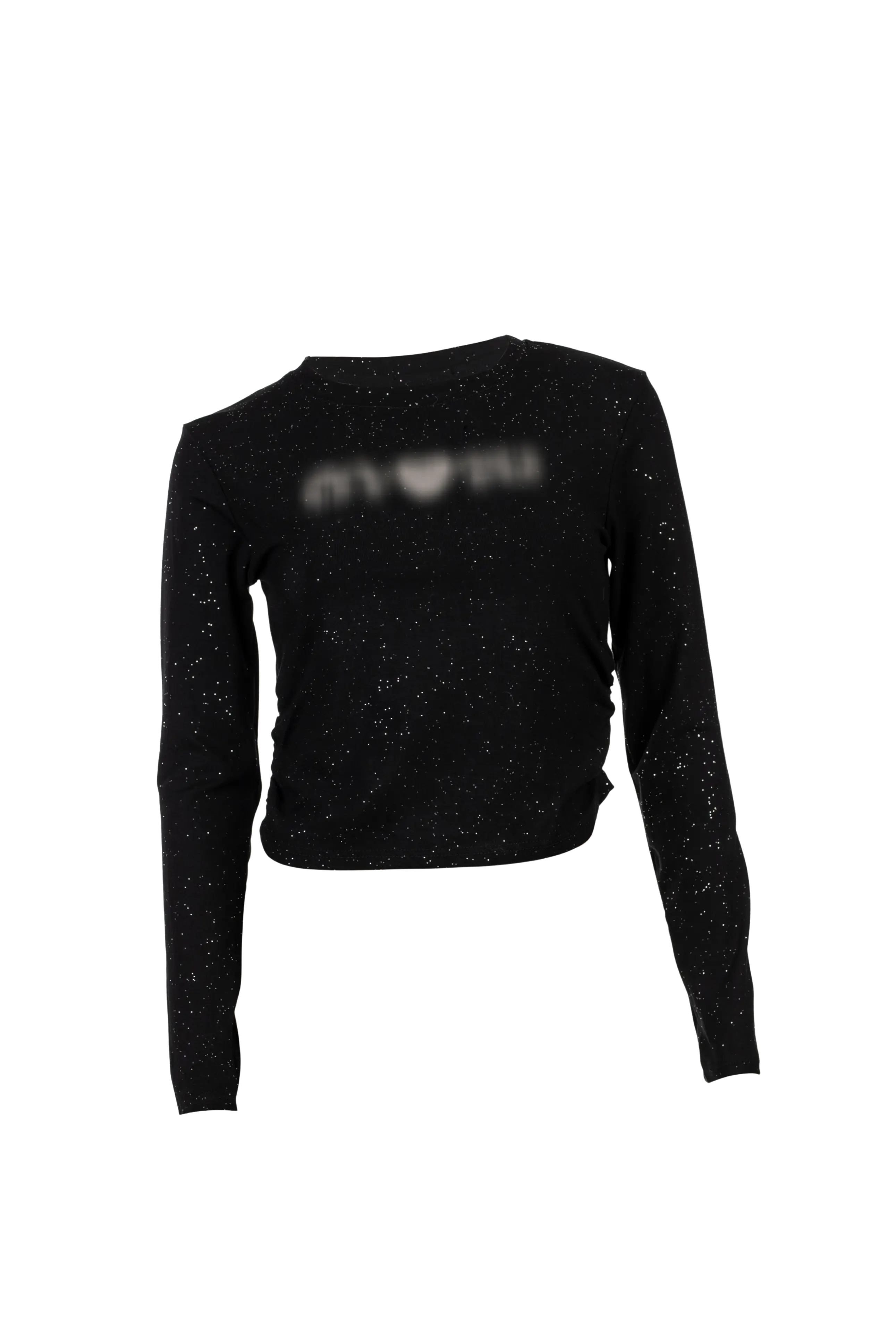 Black slim fit long sleeve tee with embellished logo
