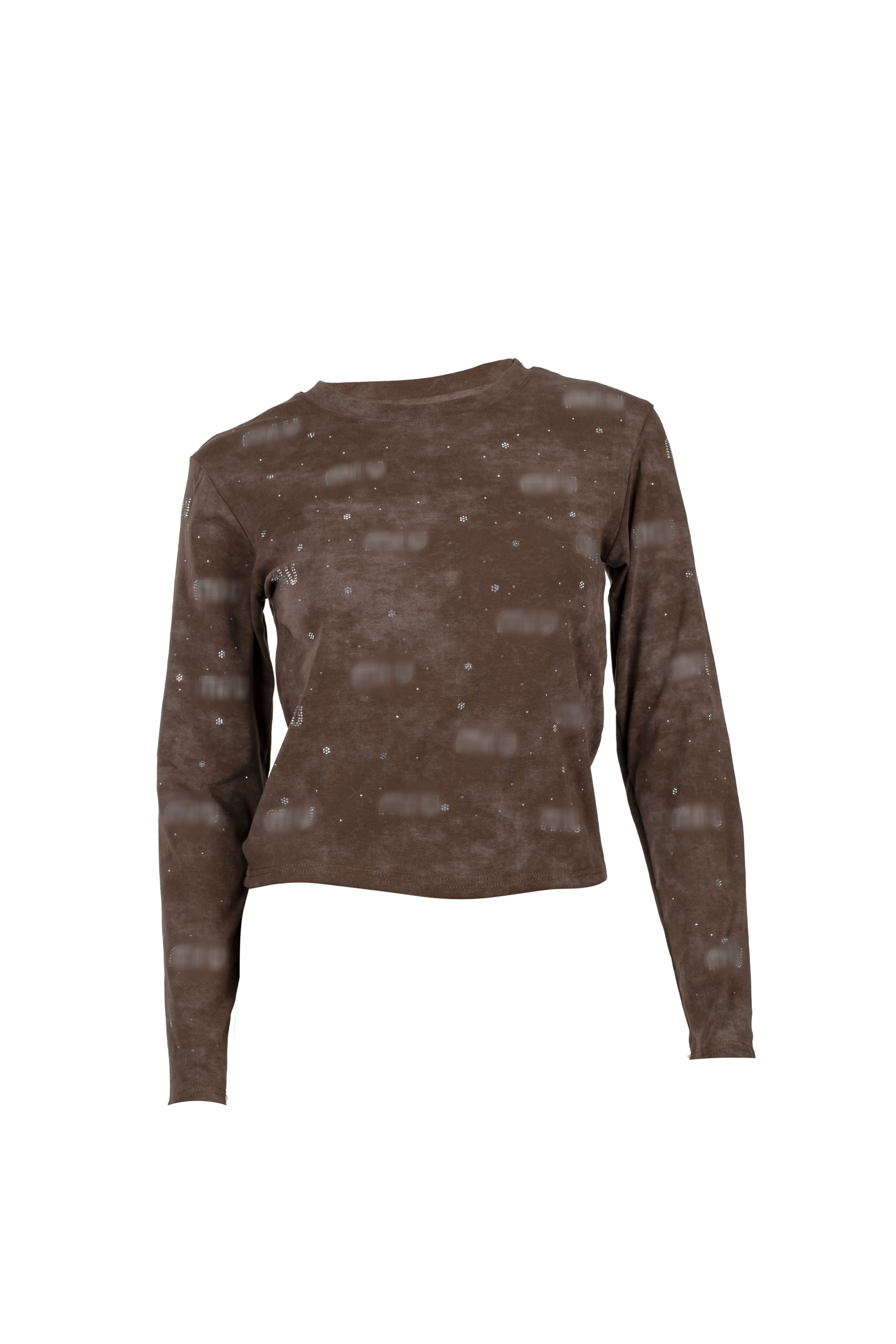 Brown Sparkly slim fit long sleeved T-shirt
