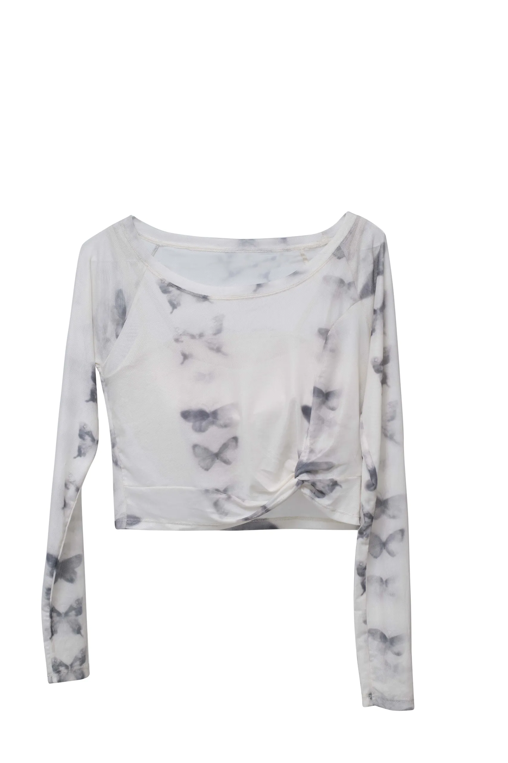 Monochrome Butterfly Twist Crop