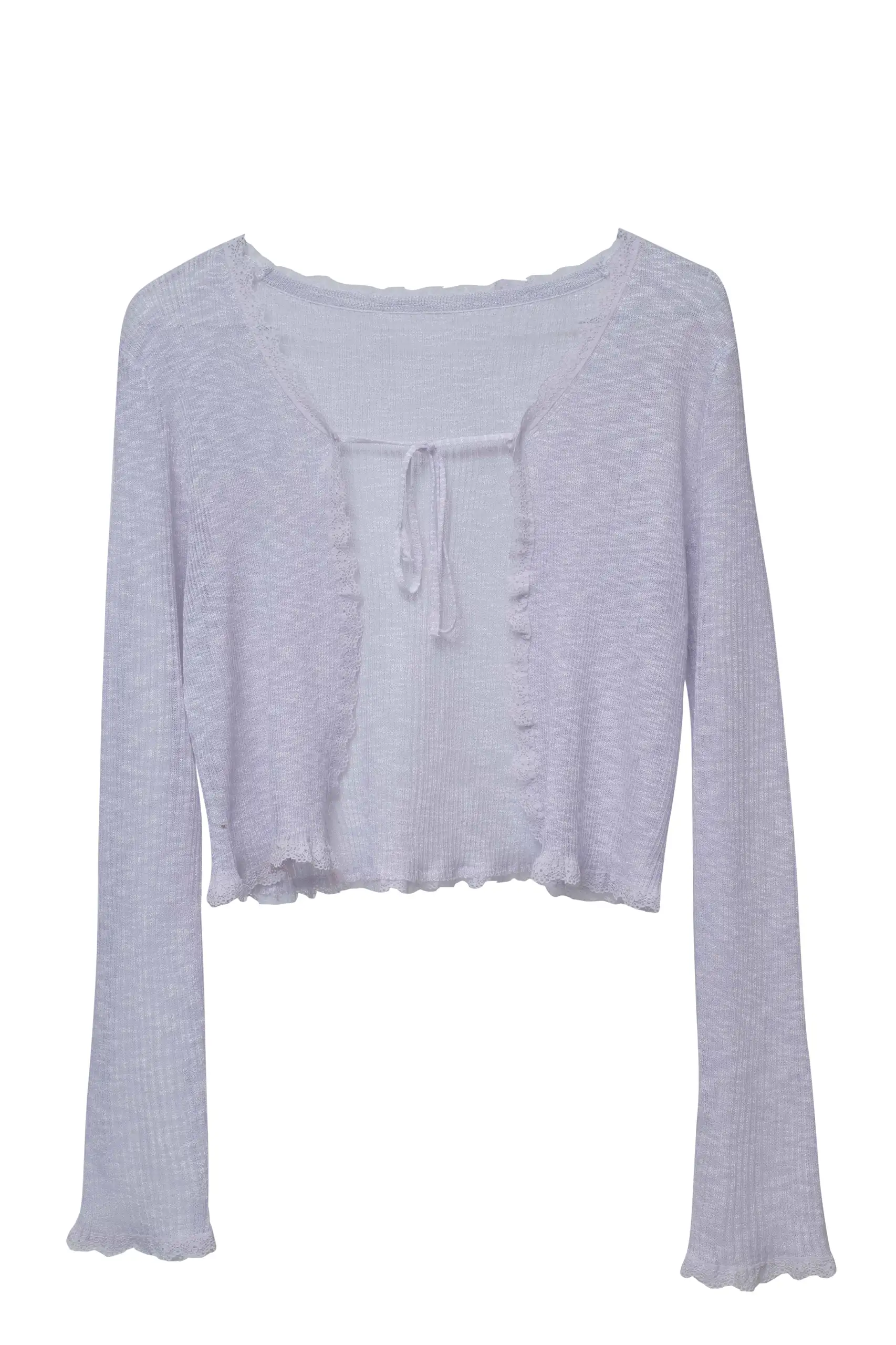 Lilac Lace Tie Cardigan