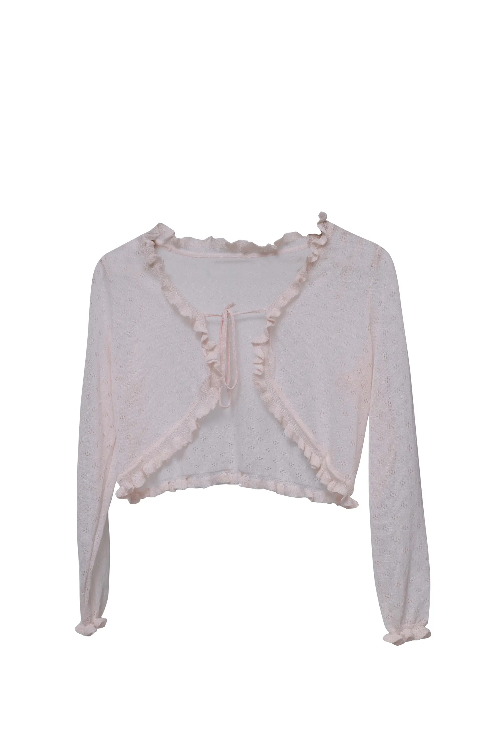 Blush Eyelet Ruffle Cardigan