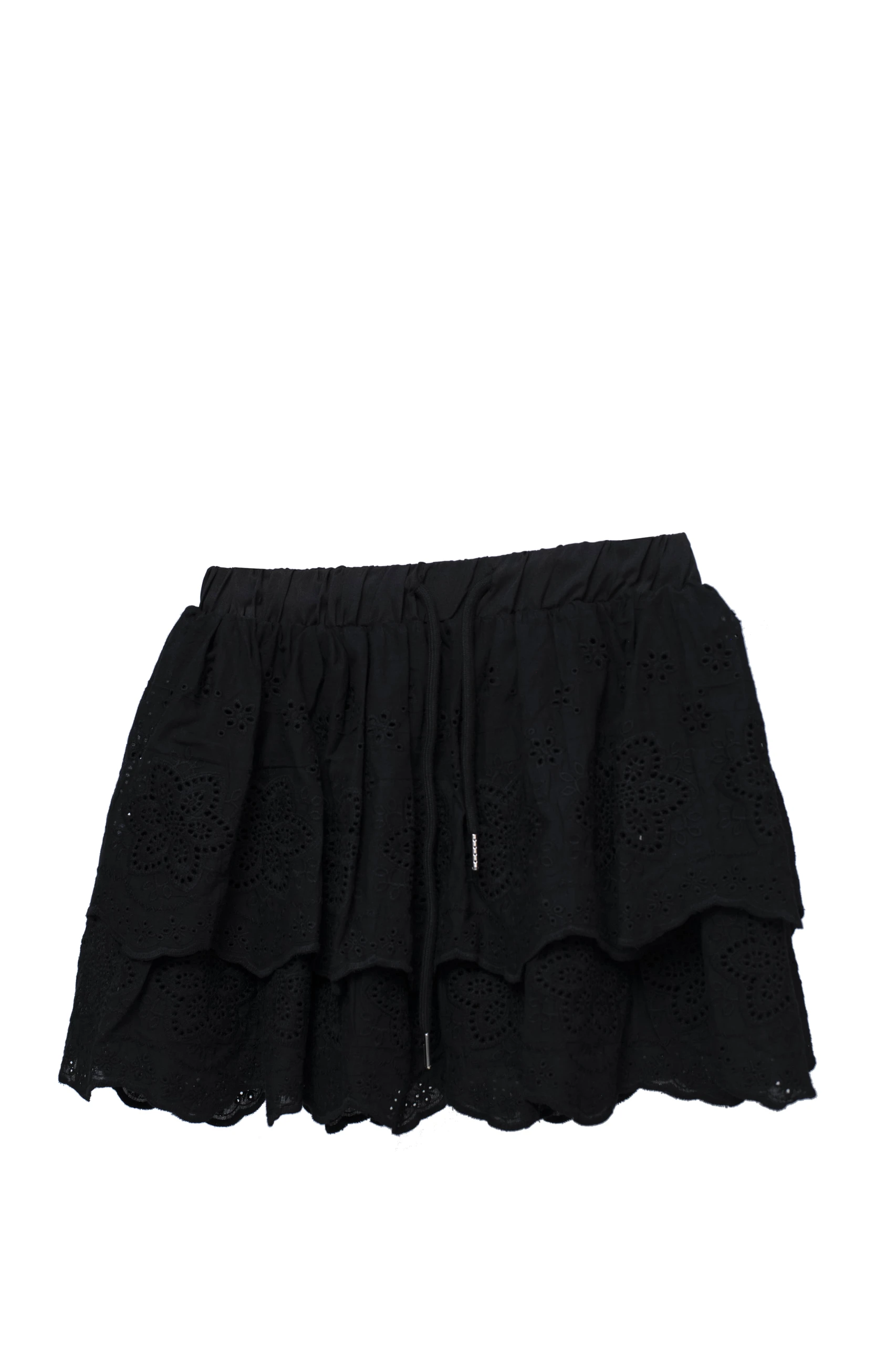 Cotton Eyelet Tiered Skirt