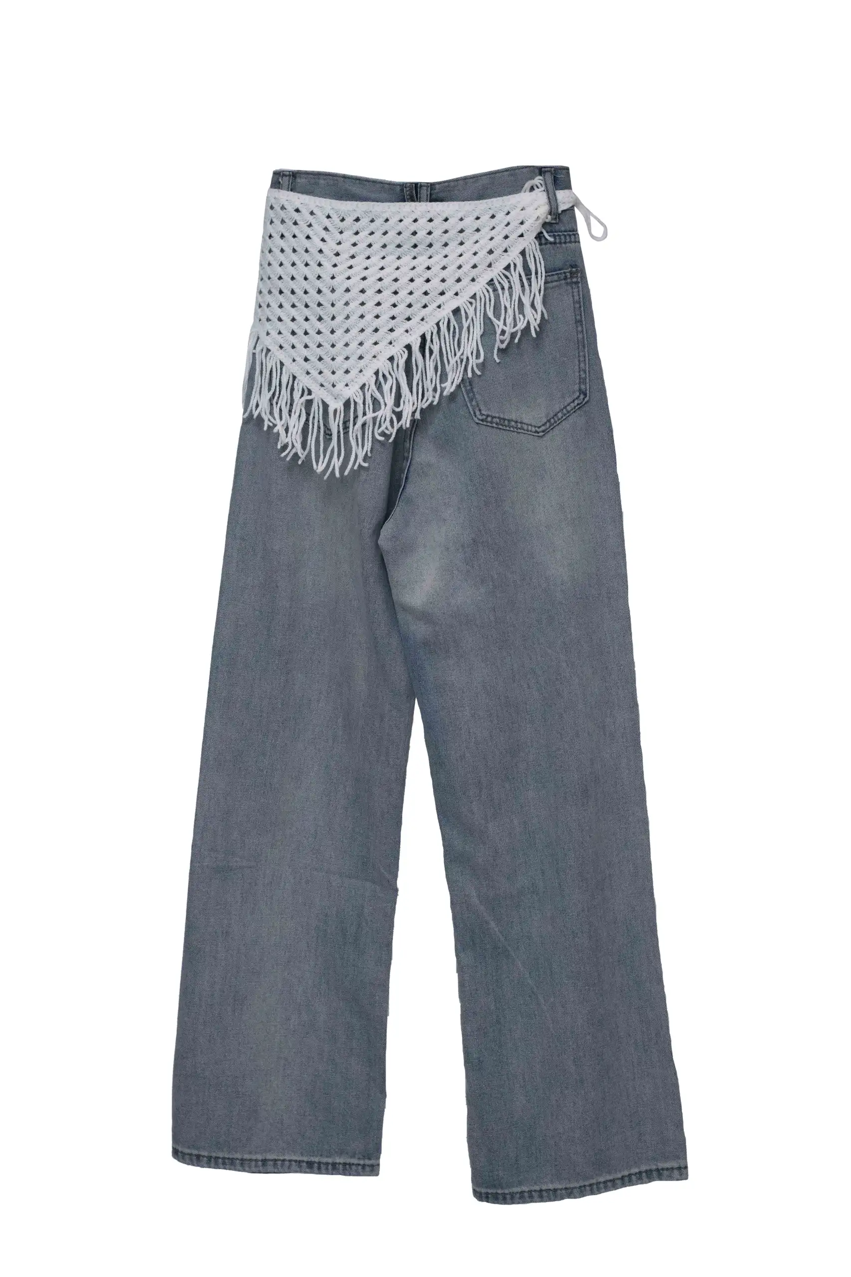Fringe Crochet Belt Jeans