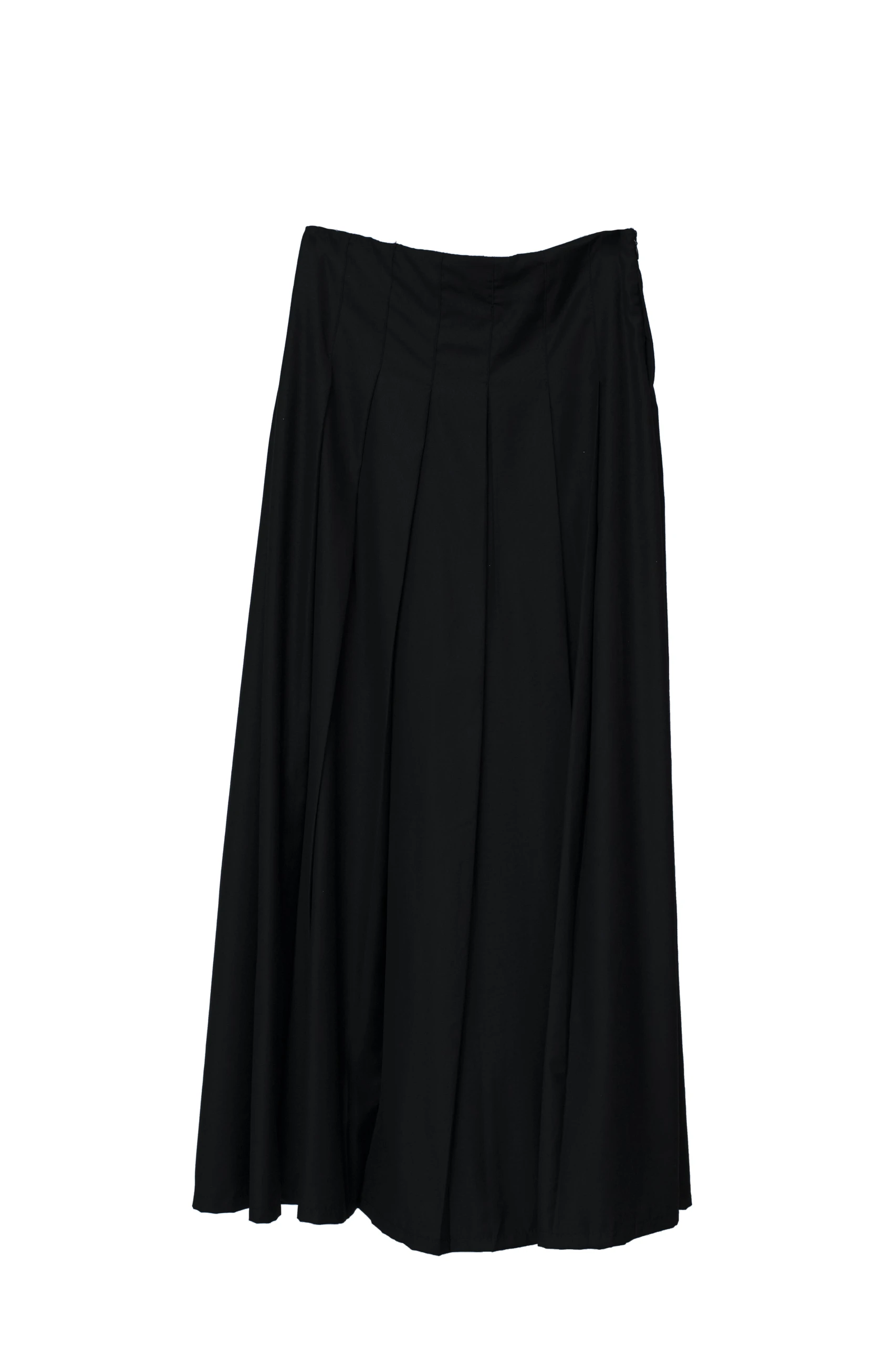 Black Belted Pleated Skirt with high slit