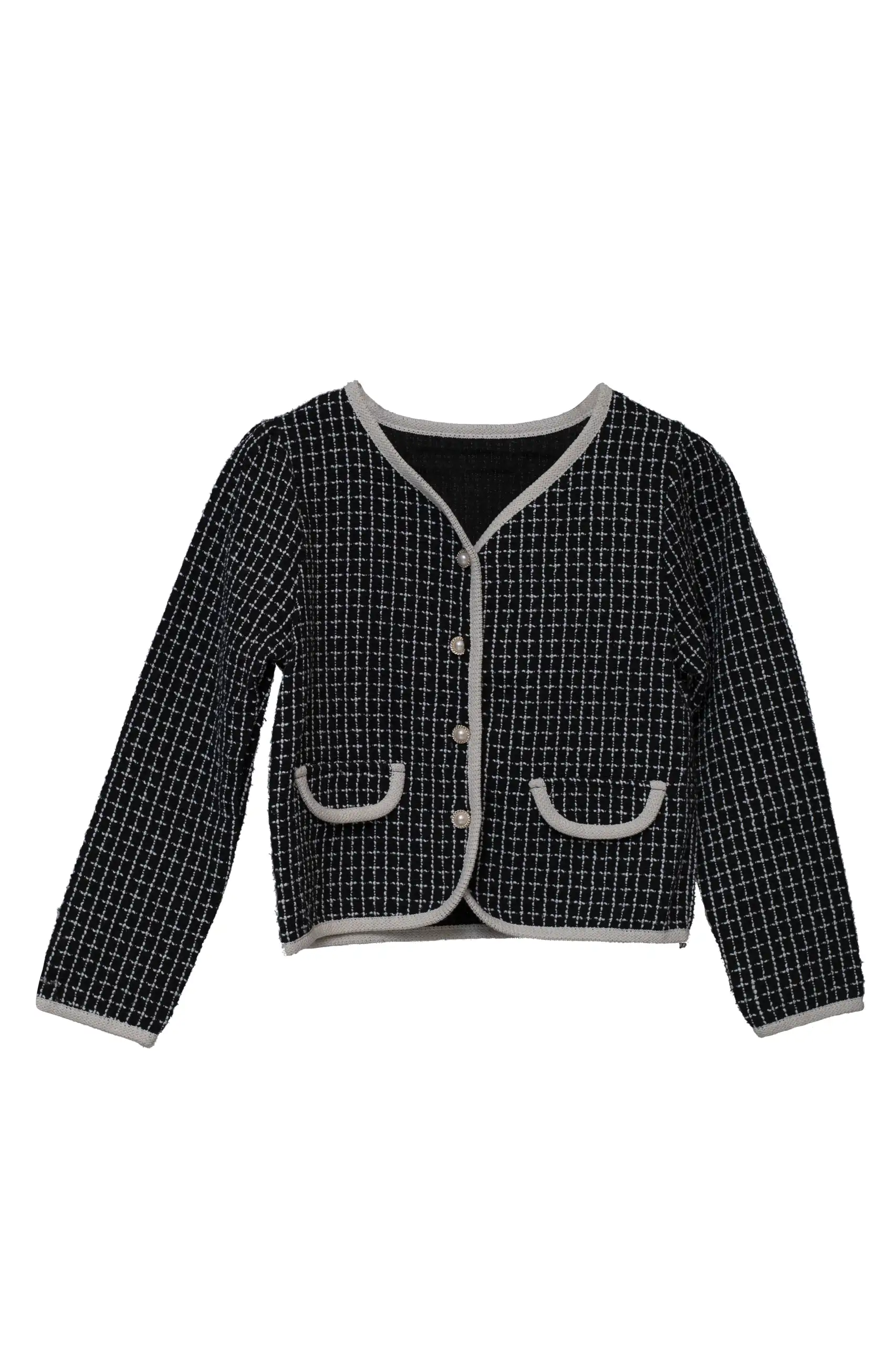 Black Jacket with Cream Piping