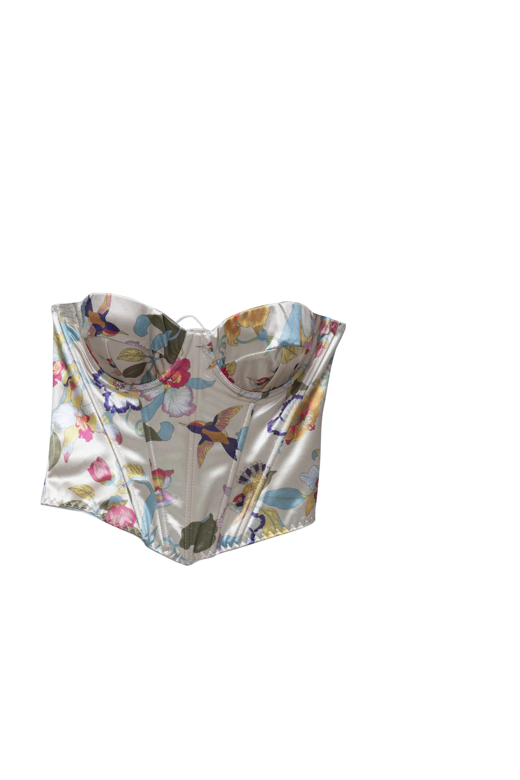 Floral Satin Bustier Top